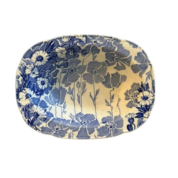 Wood and Son's GAY DAY Blue & White Floral Print Vegetable Bowl - Picture 1 of 6
